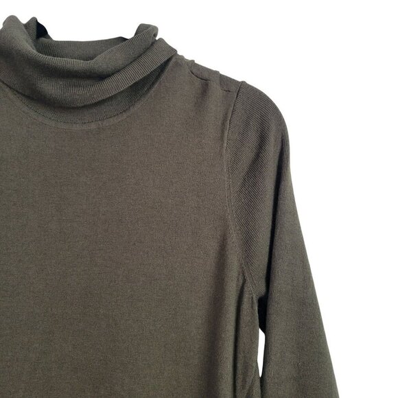 Chico's Women's Cashmere Blend Turtleneck Asymmetrical Green Sweater Size M (1) - Picture 3 of 12